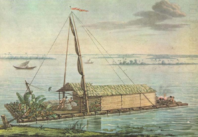 Alexandria von Humboldt anvande that raft pa Guayaquilfloden in Ecuador wonder its sydameri maybe expedition 1799-1804, unknow artist